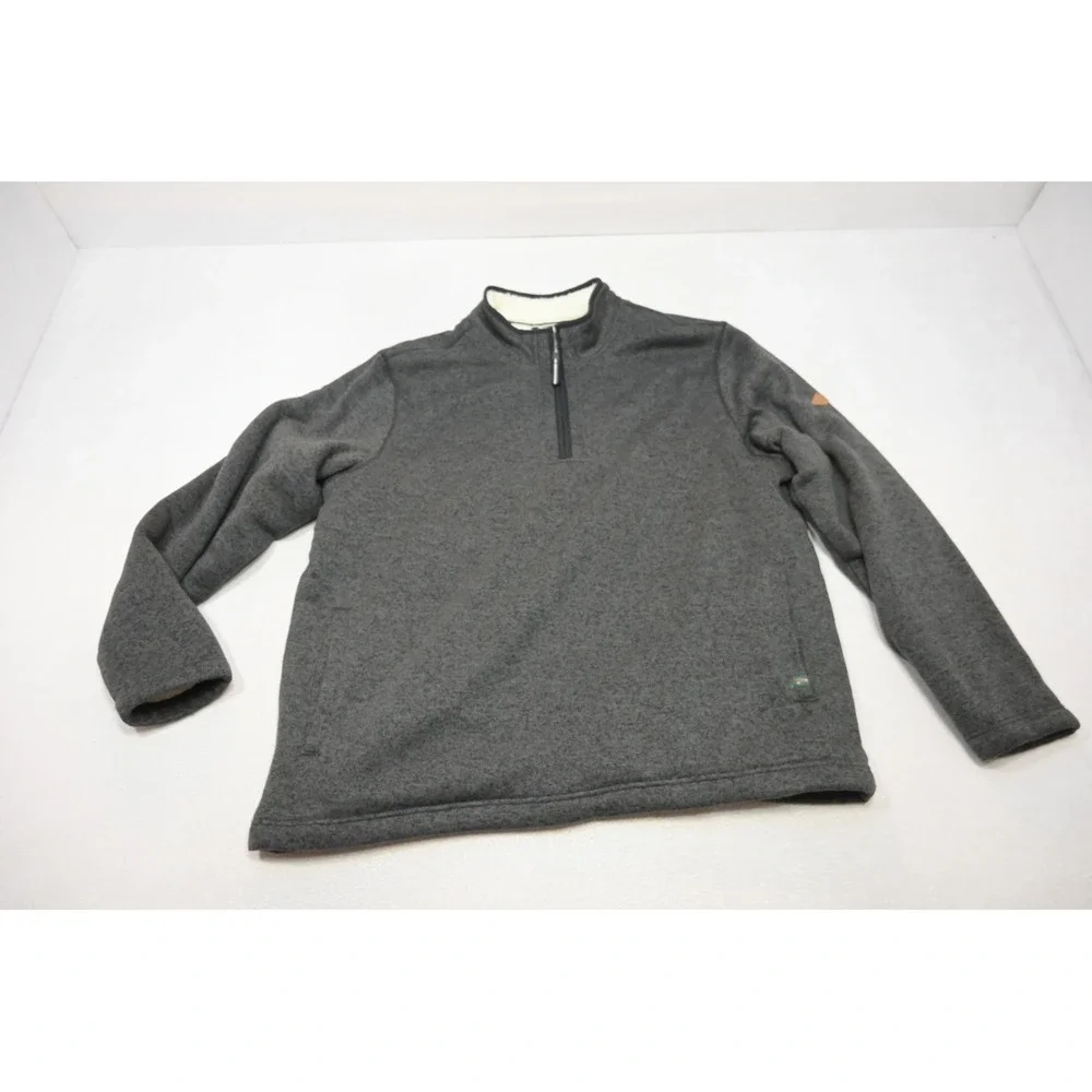 Orvis Quarter Zip Pullover Mens XXL Gray Sherpa Lined Fleece Sweater Excellent‎